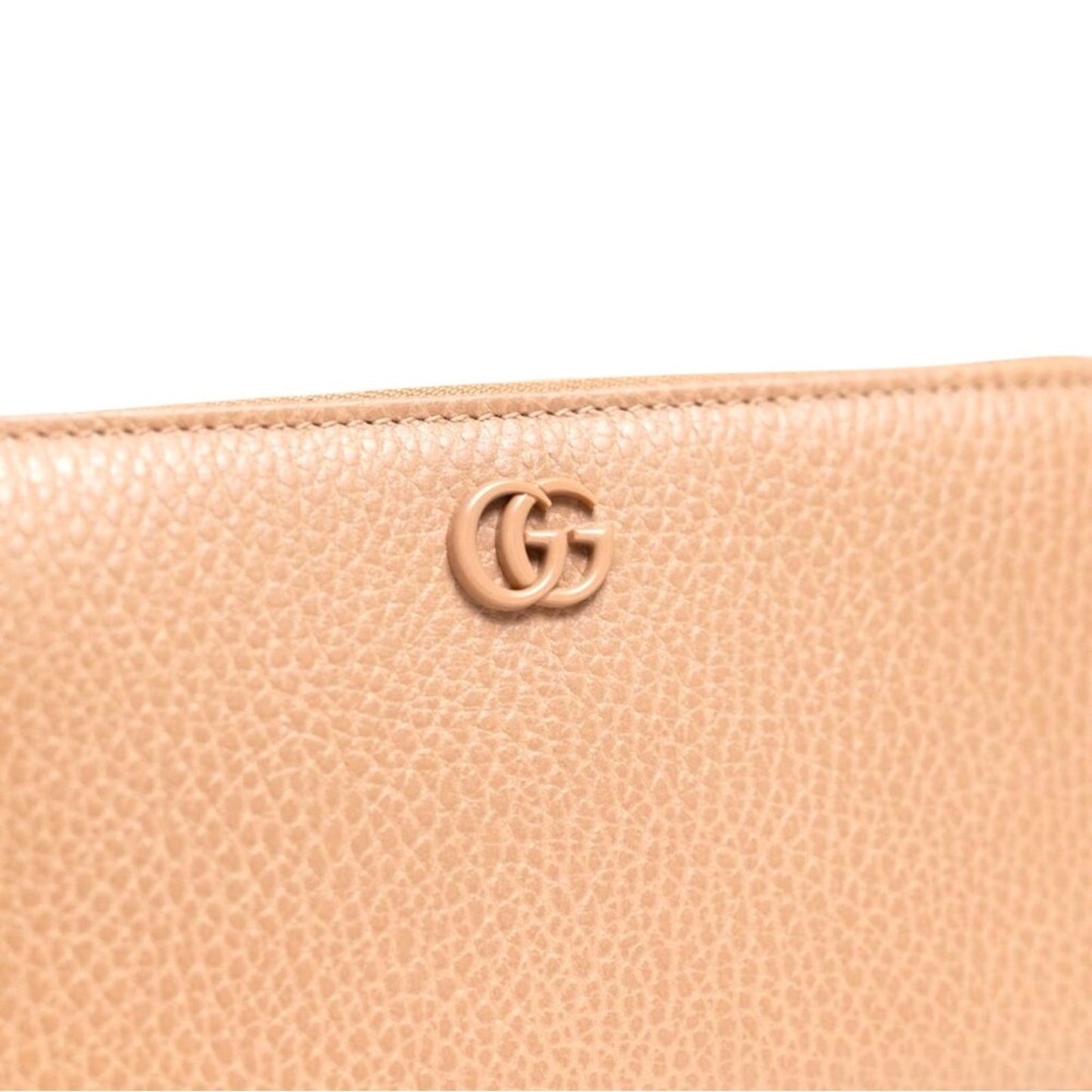 Like New Gucci GG Marmont Zip-Around Wallet – Beige Pebbled Leather