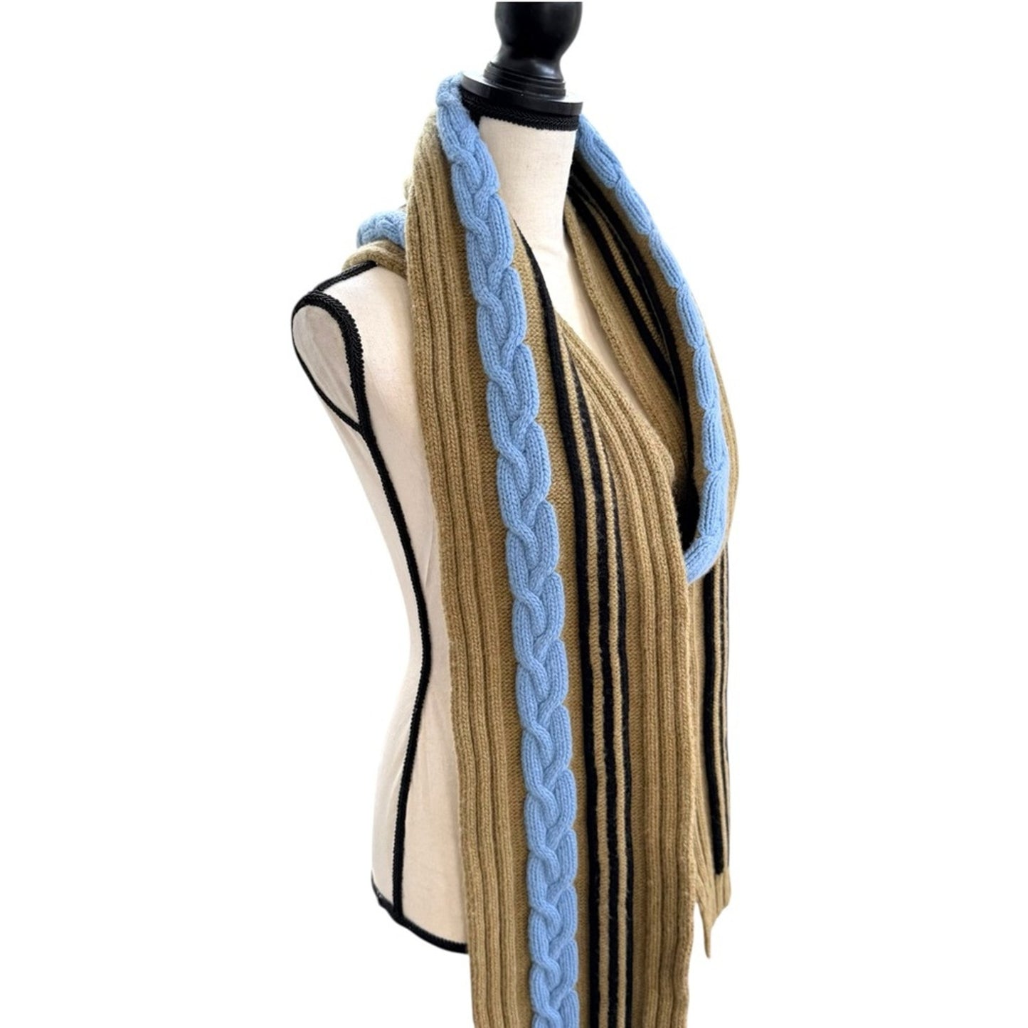 NWT Unisex Adidas x Gucci 100% Wool Cable Knit Extra Long Scarf | Made in Italy