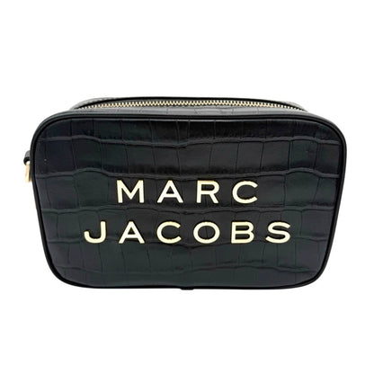Marc Jacobs Flash Croc-Embossed Crossbody Bag Black Leather Gold Hardware