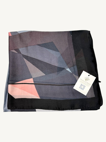 The Sintra – Pink Grey Geometric Silky Satin Scarf Shawl Wrap