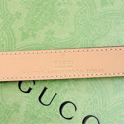 NWT & Box Gucci Beige Leather Belt with Python-Wrapped Interlocking G Buckle