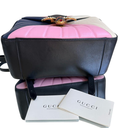RARE Gucci Queen Margaret Tropuntata Bamboo Multicolor Backpack Pearl Bee Clasp