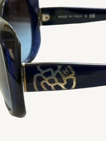 Chanel 5248-A Camellia Oversized Butterfly Sunglasses — Navy Blue — Full Set