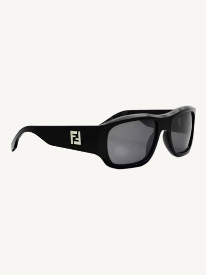 Fendi FE40117I Rectangle Sunglasses — Black Acetate / Smoke Lenses — New
