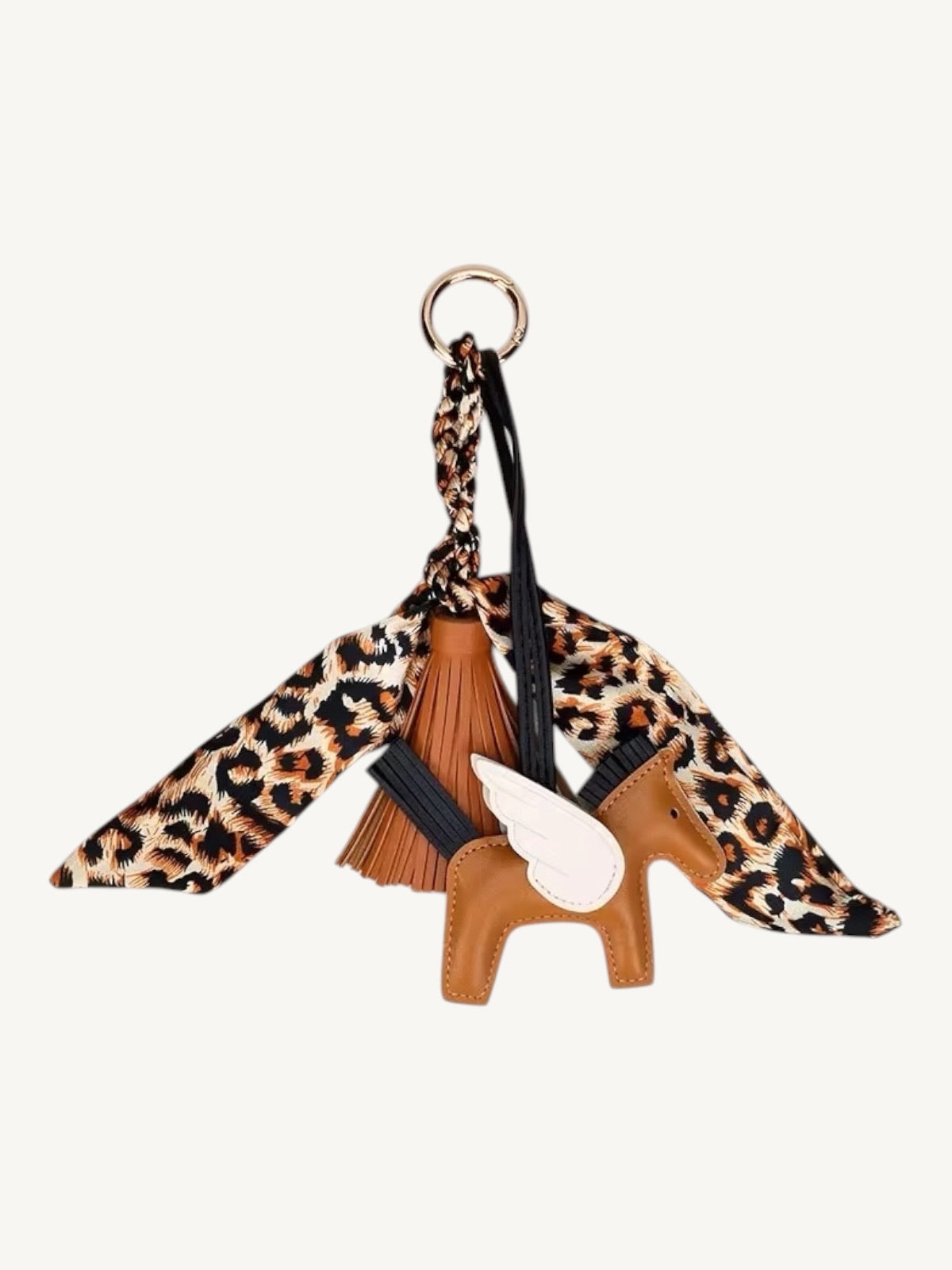 Pegasus Horse Bag Charm with Satin Ribbon Scarf & Tassel — 9 Colors