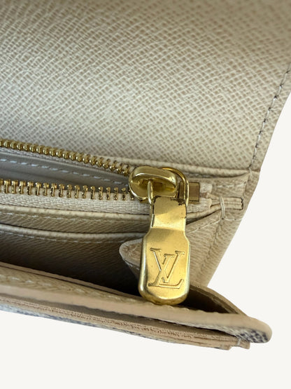 Louis Vuitton Damier Azur Sarah Long Wallet — Cream — Excellent Pre-Owned