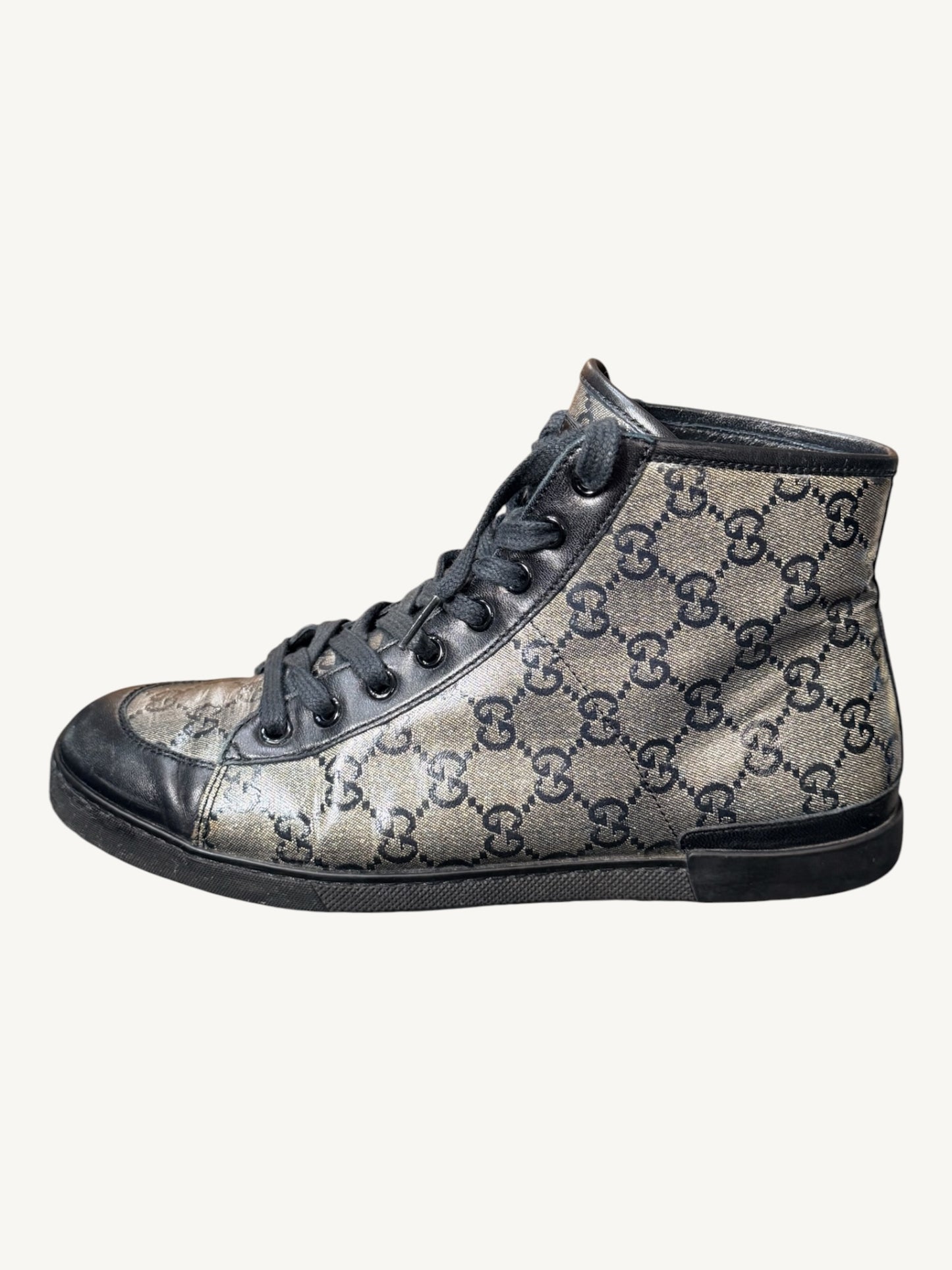 Gucci GG Crystal High-Top Sneaker — Graphite Black — Size 37