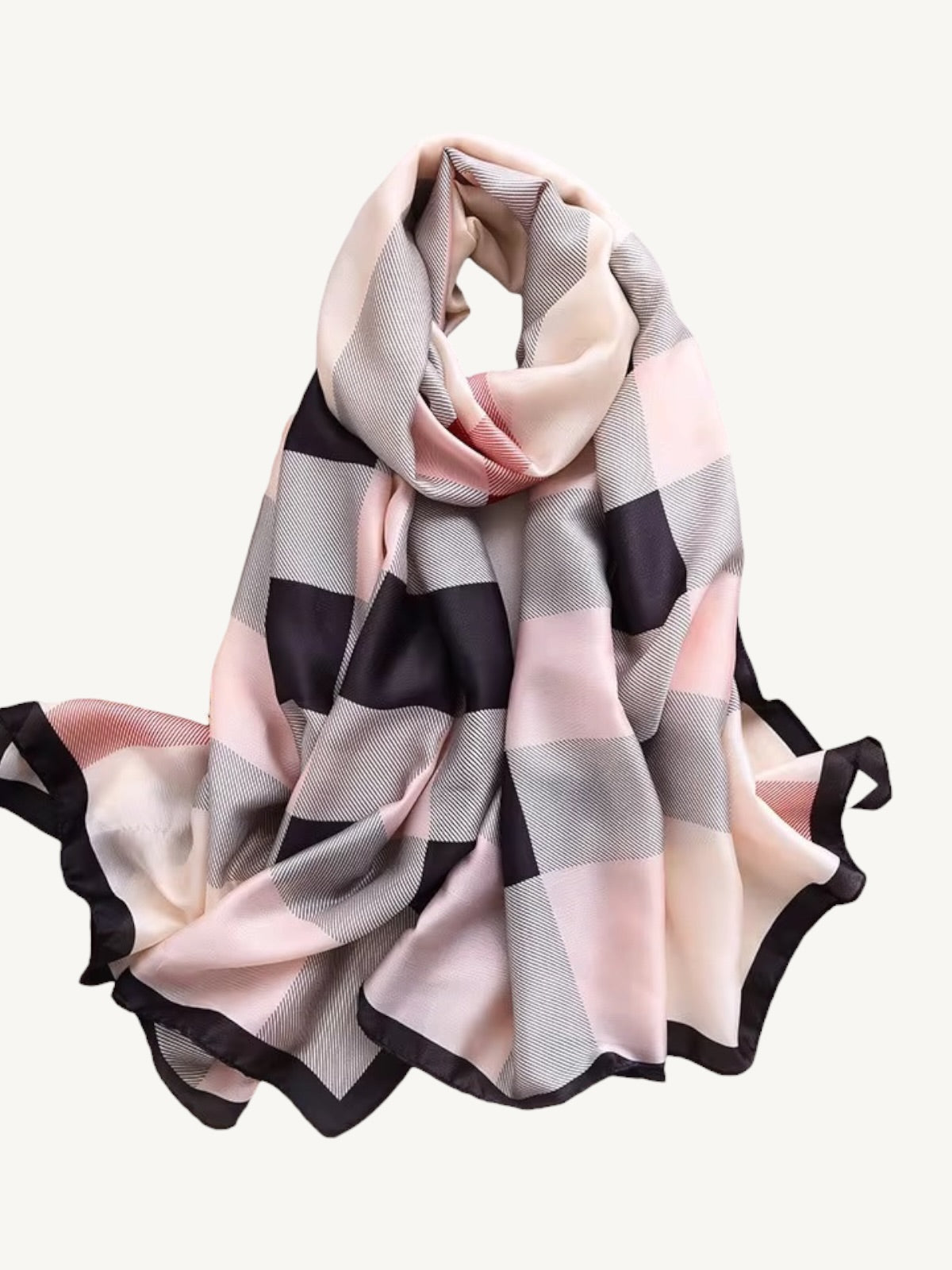 The Windsor – Heritage Check Silky Satin Scarf Shawl Wrap