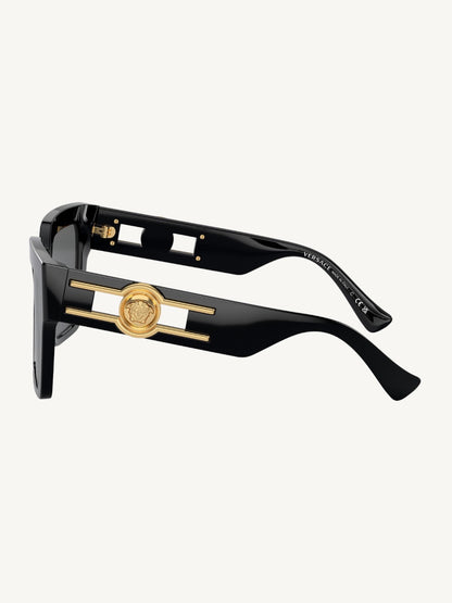 Versace VE4458 Black Butterfly Sunglasses — Gold Medusa — New Full Set