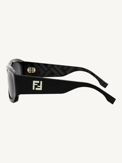 Fendi FE40117I Rectangle Sunglasses — Black Acetate / Smoke Lenses — New