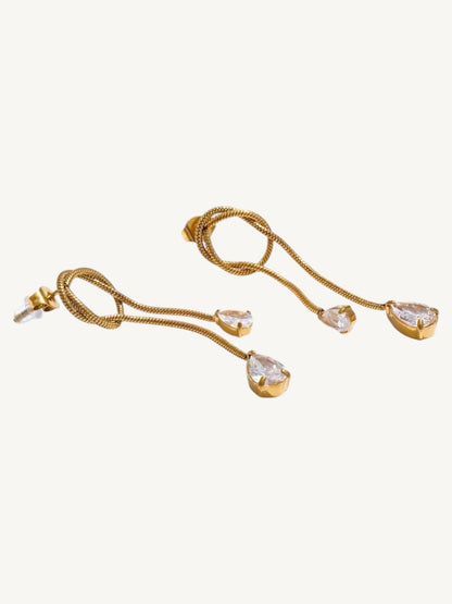 The Serpentine — Snake Chain Knot CZ Drop Earrings
