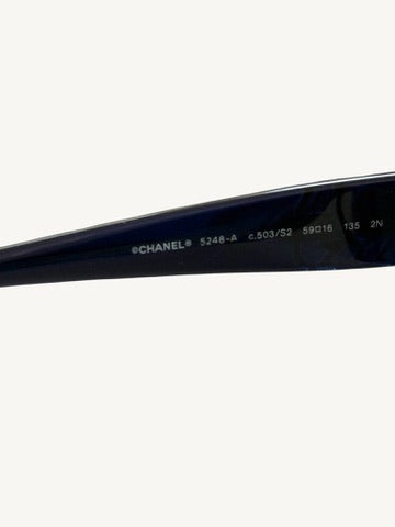 Chanel 5248-A Camellia Oversized Butterfly Sunglasses — Navy Blue — Full Set