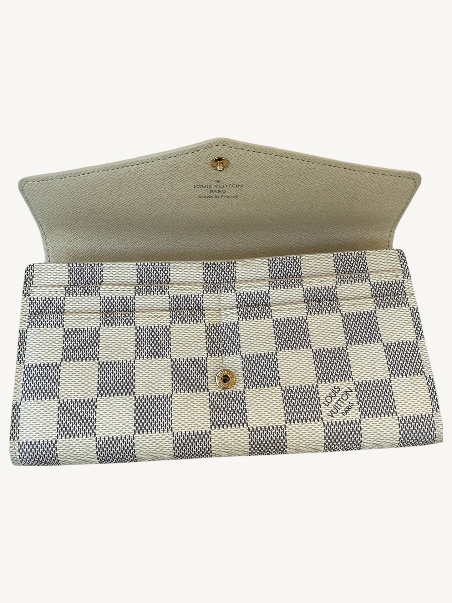 Louis Vuitton Damier Azur Sarah Long Wallet — Cream — Excellent Pre-Owned