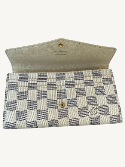 Louis Vuitton Damier Azur Sarah Long Wallet — Cream — Excellent Pre-Owned