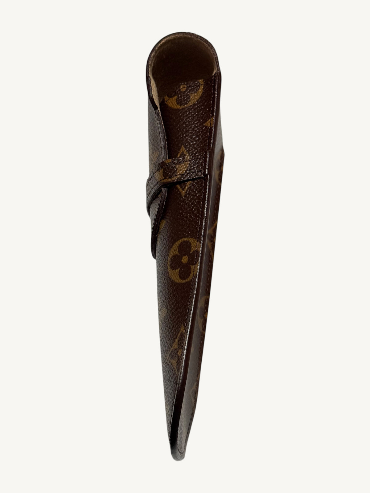 Louis Vuitton Monogram Étui Stylo Pen Case — interior view looking down into case showing clean natural leather lining | Shimmer & Shawls