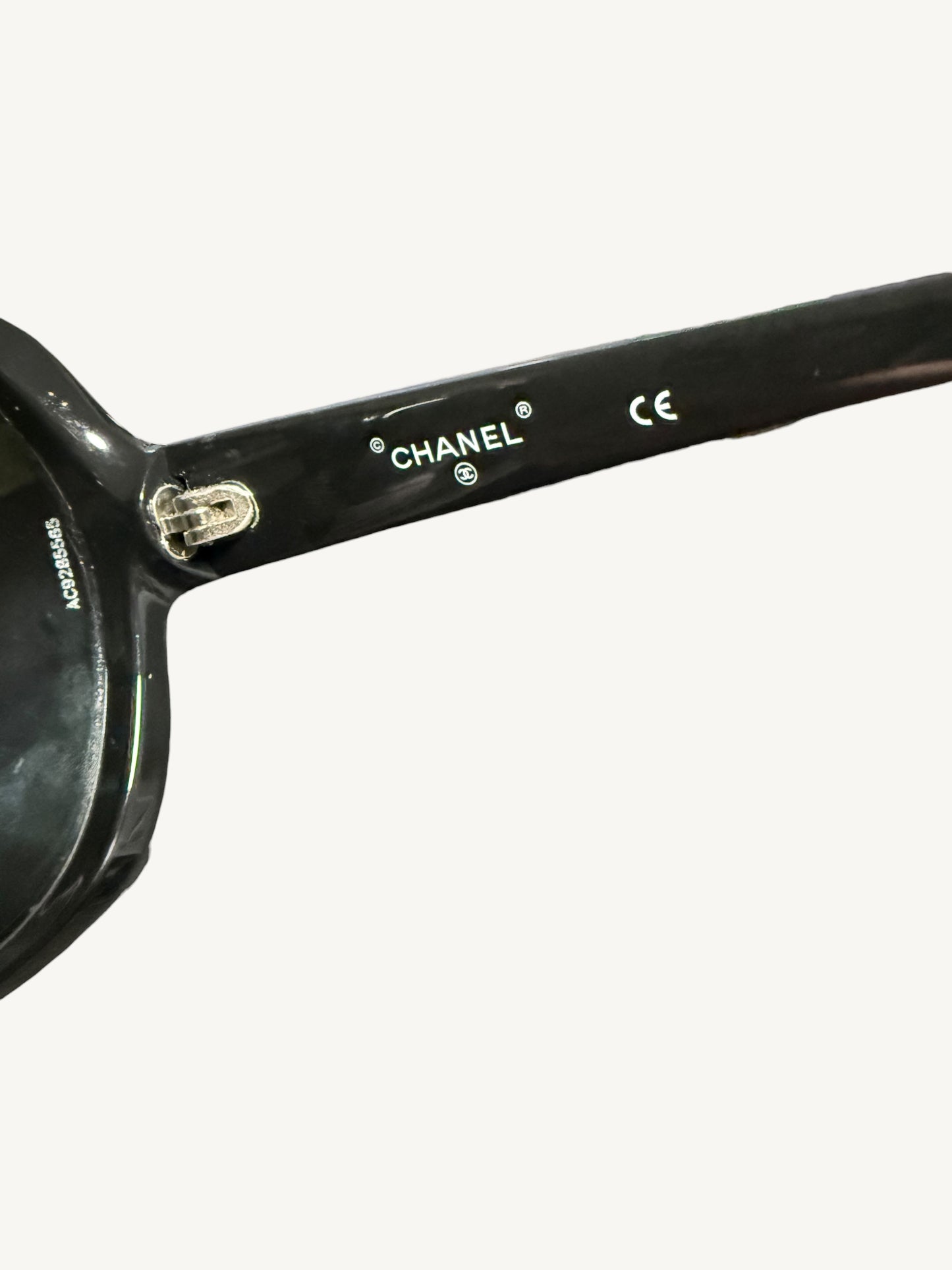 Chanel 40941 Crystal-Embellished Oversized Sunglasses — Black — Very Good Pre-Owned