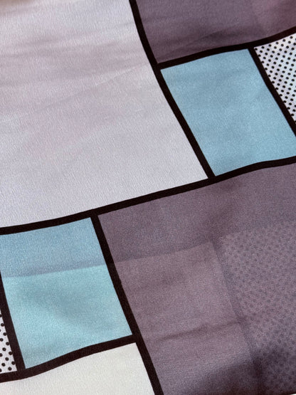The Antibes – Pink Border Colorblock Silky Satin Scarf Shawl Wrap