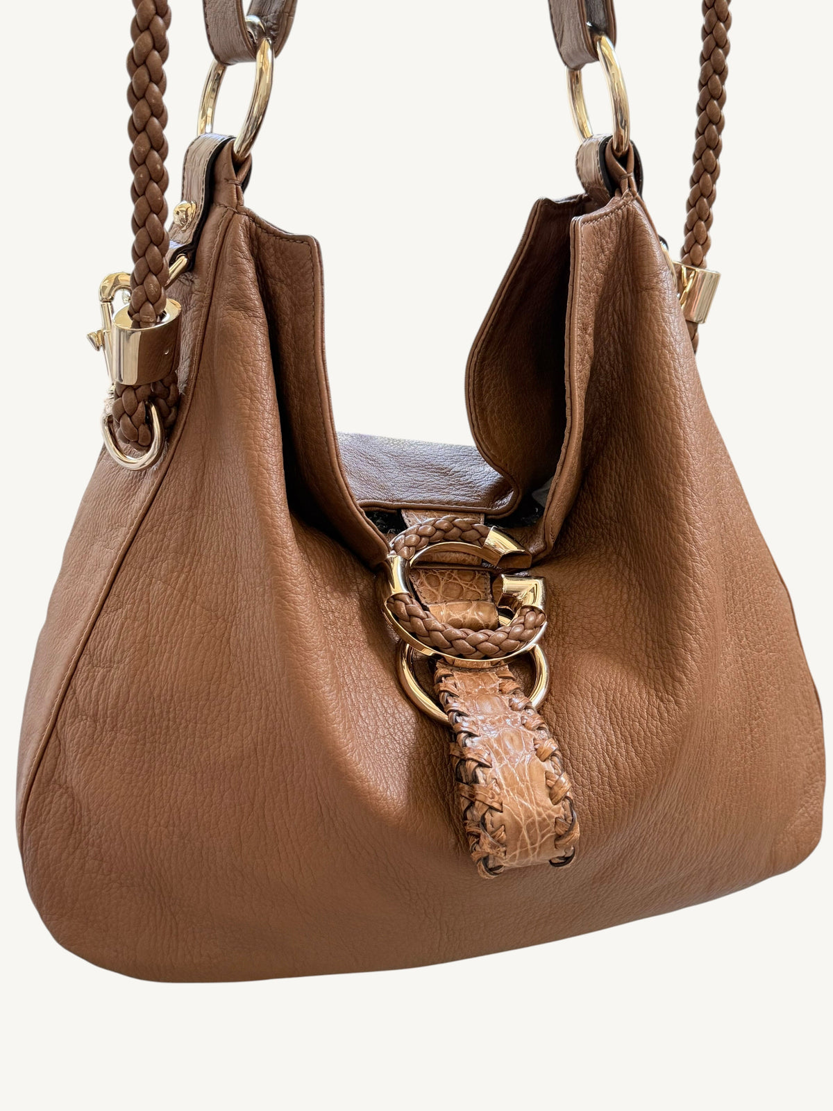 Gucci G Wave Large Hobo camel — handle and strap hardware detail | Shimmer & Shawls