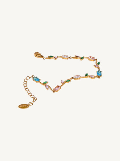 The Printemps multicolor CZ vine bracelet close-up detail — Shimmer & Shawls