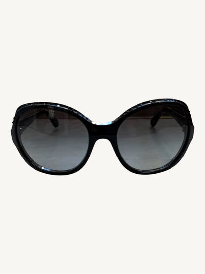 Chanel 40941 Crystal-Embellished Oversized Sunglasses — Black — Very Good Pre-Owned