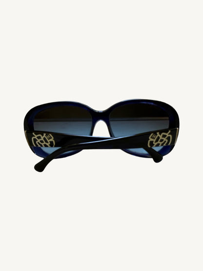 Chanel 5248-A Camellia Oversized Butterfly Sunglasses — Navy Blue — Full Set