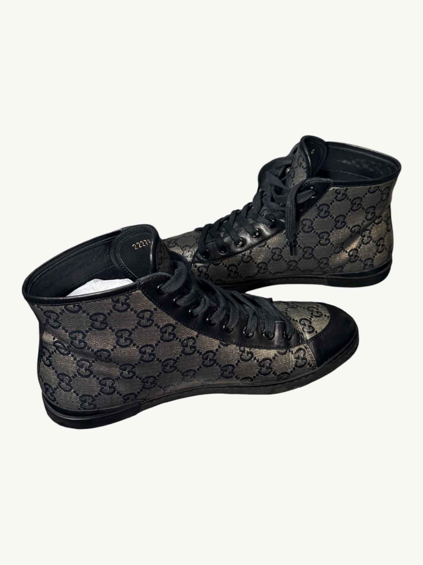 Gucci GG Crystal High-Top Sneaker — Graphite Black — Size 37