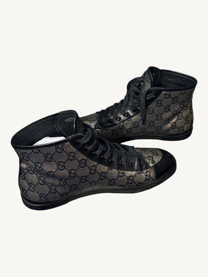 Gucci GG Crystal High-Top Sneaker — Graphite Black — Size 37