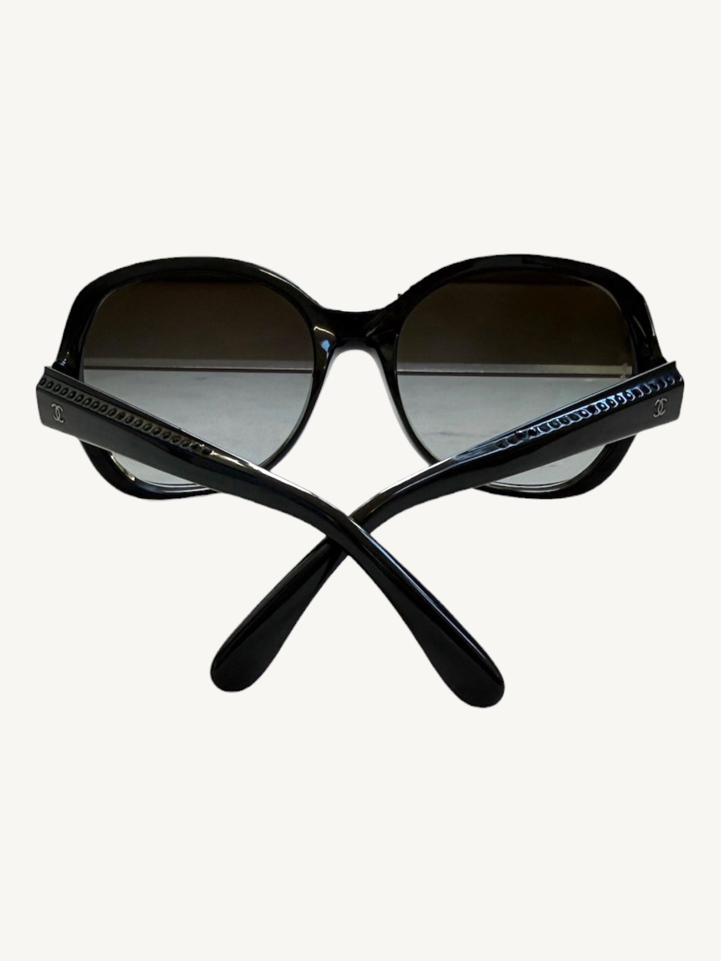 Chanel 40941 Crystal-Embellished Oversized Sunglasses — Black — Very Good Pre-Owned