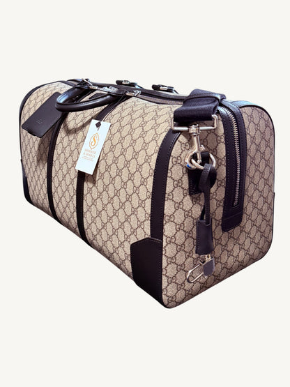 Gucci GG Supreme X-Large Travel Duffel Bag — Beige/Ebony — Brand New Full Set