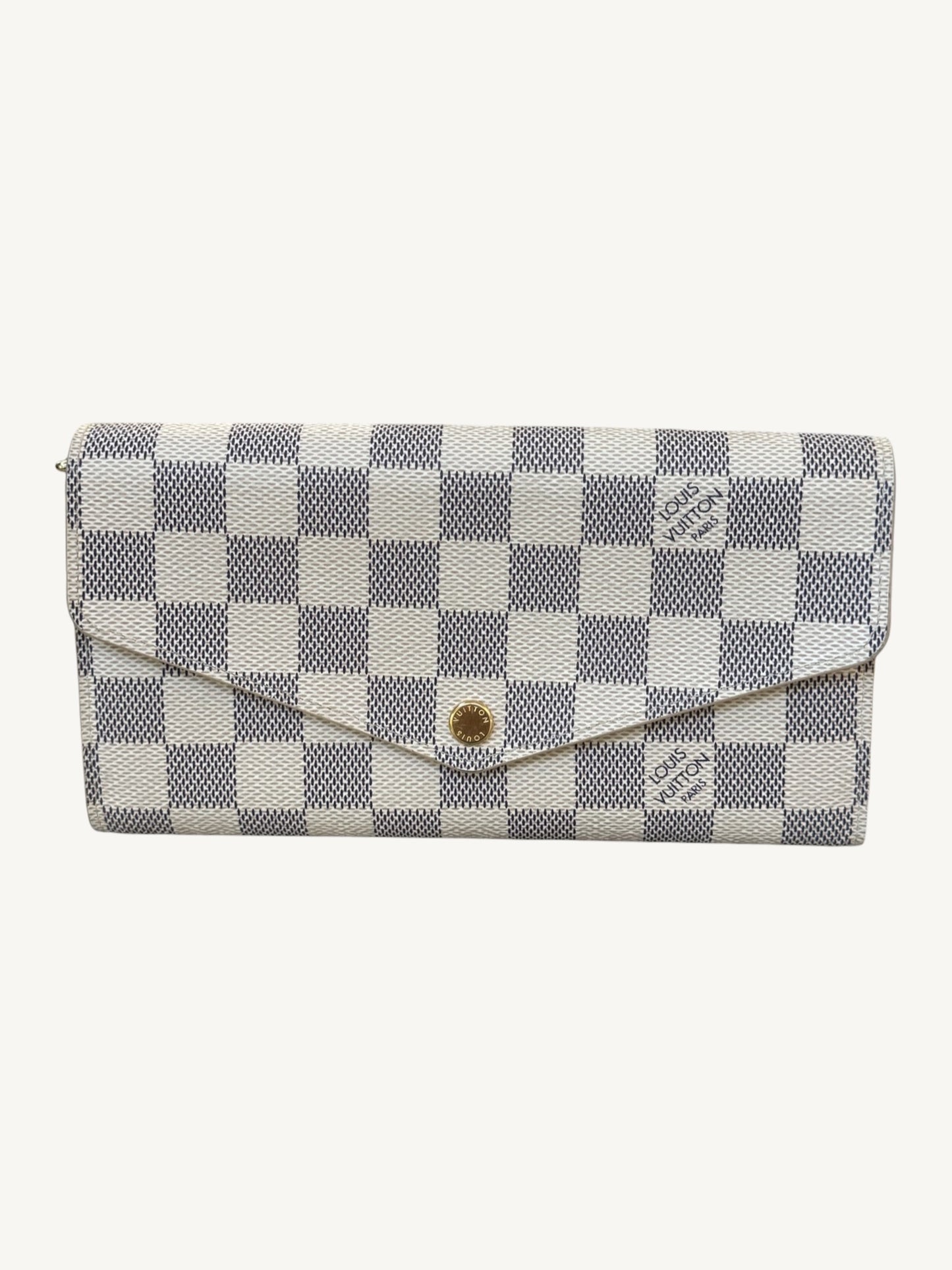 Louis Vuitton Damier Azur Sarah Long Wallet — Cream — Excellent Pre-Owned
