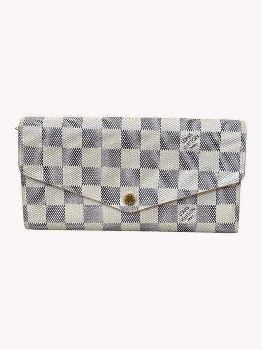 Louis Vuitton Damier Azur Sarah Long Wallet — Cream — Excellent Pre-Owned