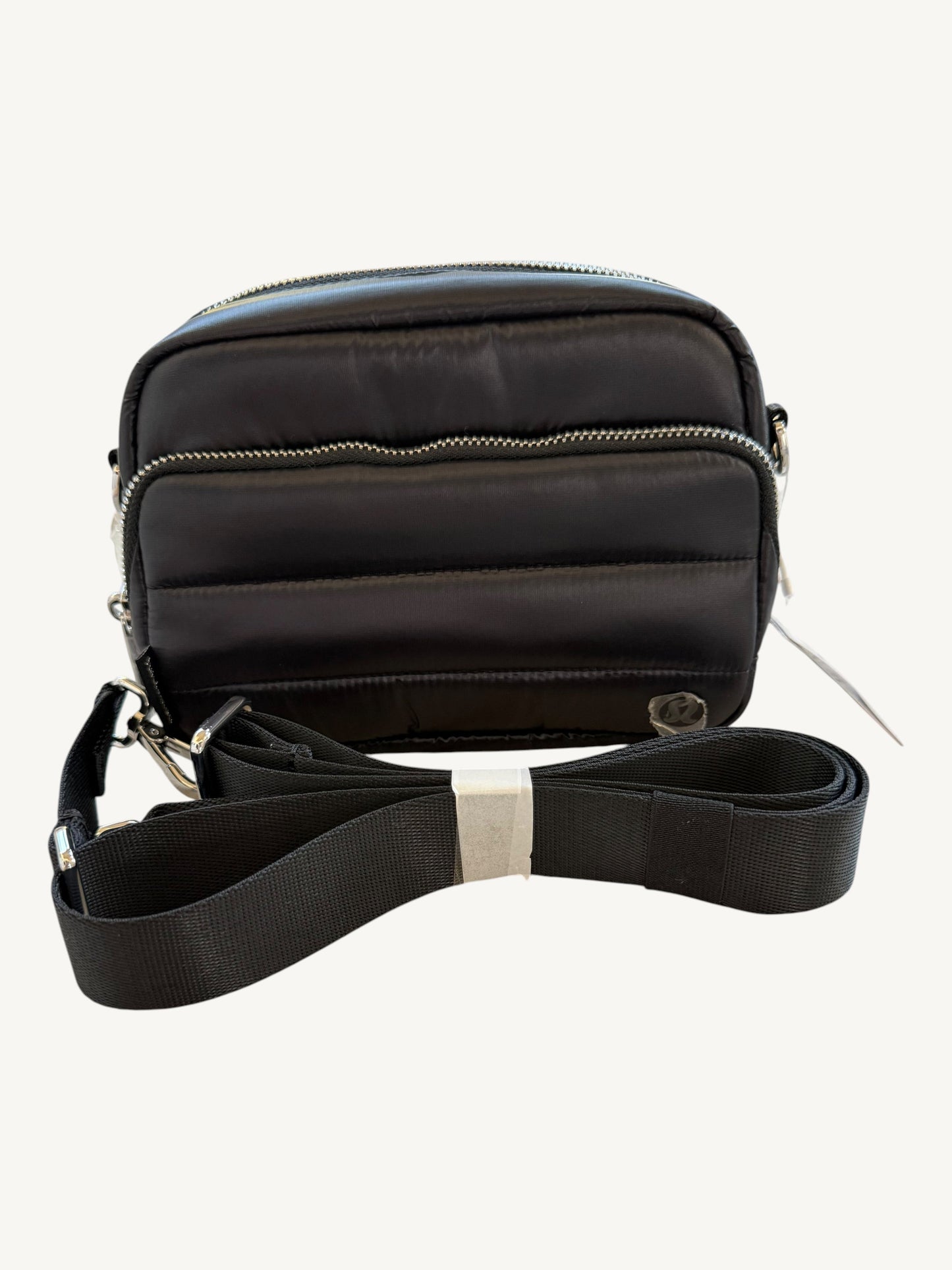 Lululemon Everywhere Crossbody 2L Wunder Puff Black — female model lifestyle shot | Shimmer & Shawls