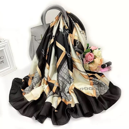 Manhattan Elegance Silk-Emulation Satin Large Scarf