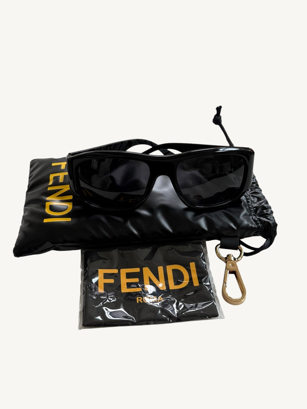 Fendi FE40117I Rectangle Sunglasses — Black Acetate / Smoke Lenses — New
