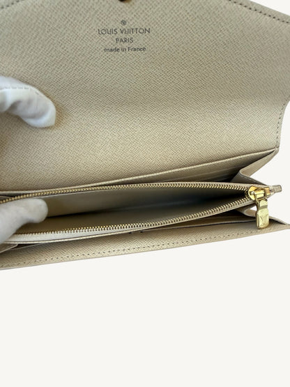 Louis Vuitton Damier Azur Sarah Long Wallet — Cream — Excellent Pre-Owned