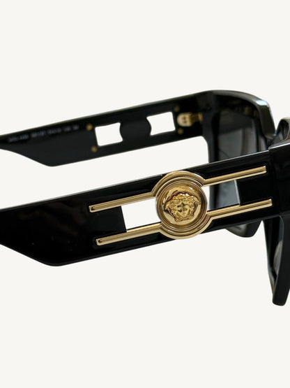 Versace VE4458 Black Butterfly Sunglasses — Gold Medusa — New Full Set