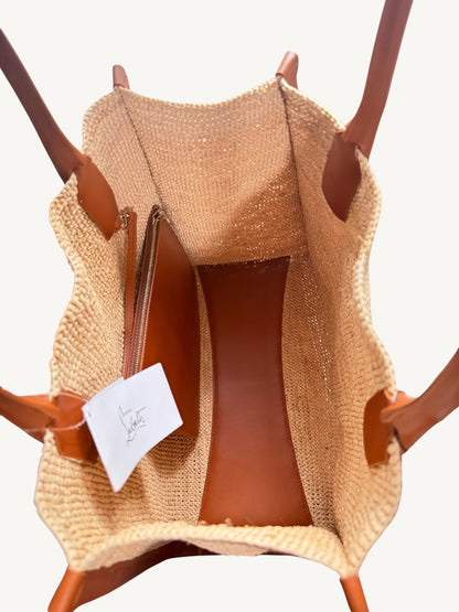 Christian Louboutin Large "By My Side" E/W Woven Raffia Tote Bag – Natural/Cuoio NWT