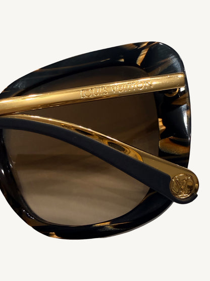 Louis Vuitton Z1127E Waimea Sunglasses — Black & Gold — Brown Gradient — Very Good Pre-Owned
