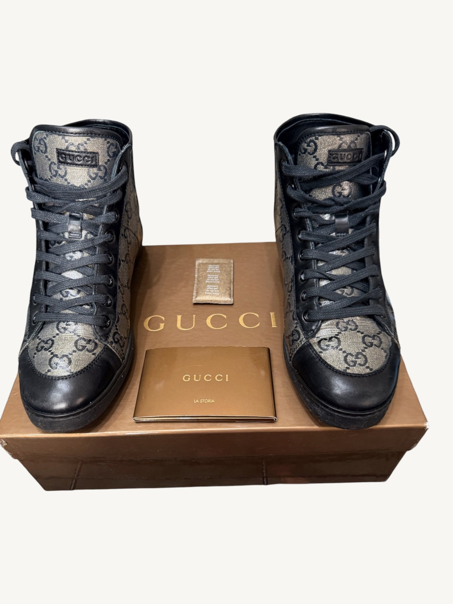 Gucci GG Crystal High-Top Sneaker — Graphite Black — Size 37