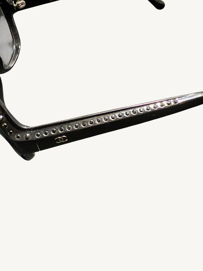 Chanel 40941 Crystal-Embellished Oversized Sunglasses — Black — Very Good Pre-Owned