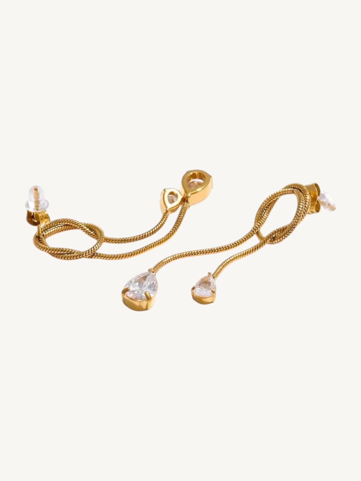 The Serpentine — Snake Chain Knot CZ Drop Earrings