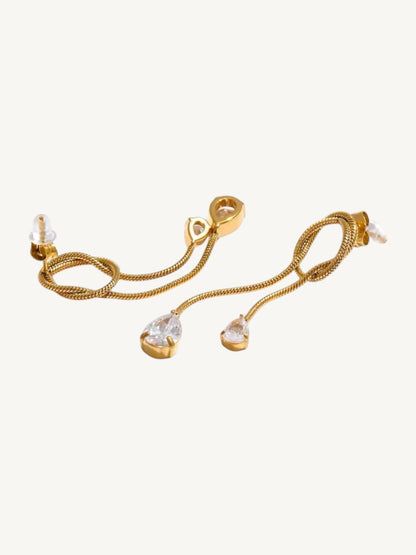 The Serpentine — Snake Chain Knot CZ Drop Earrings