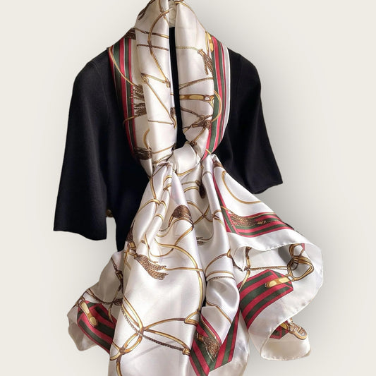 Royal Carriage Silk-Emulation Satin Large Scarf