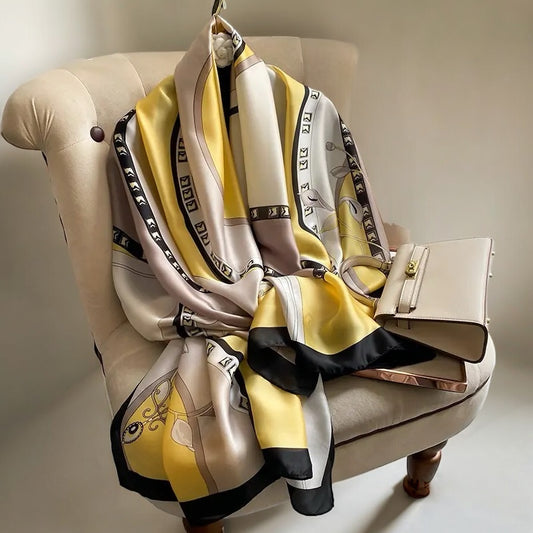 Milan Majesty Silk-Emulation Satin Large Scarf