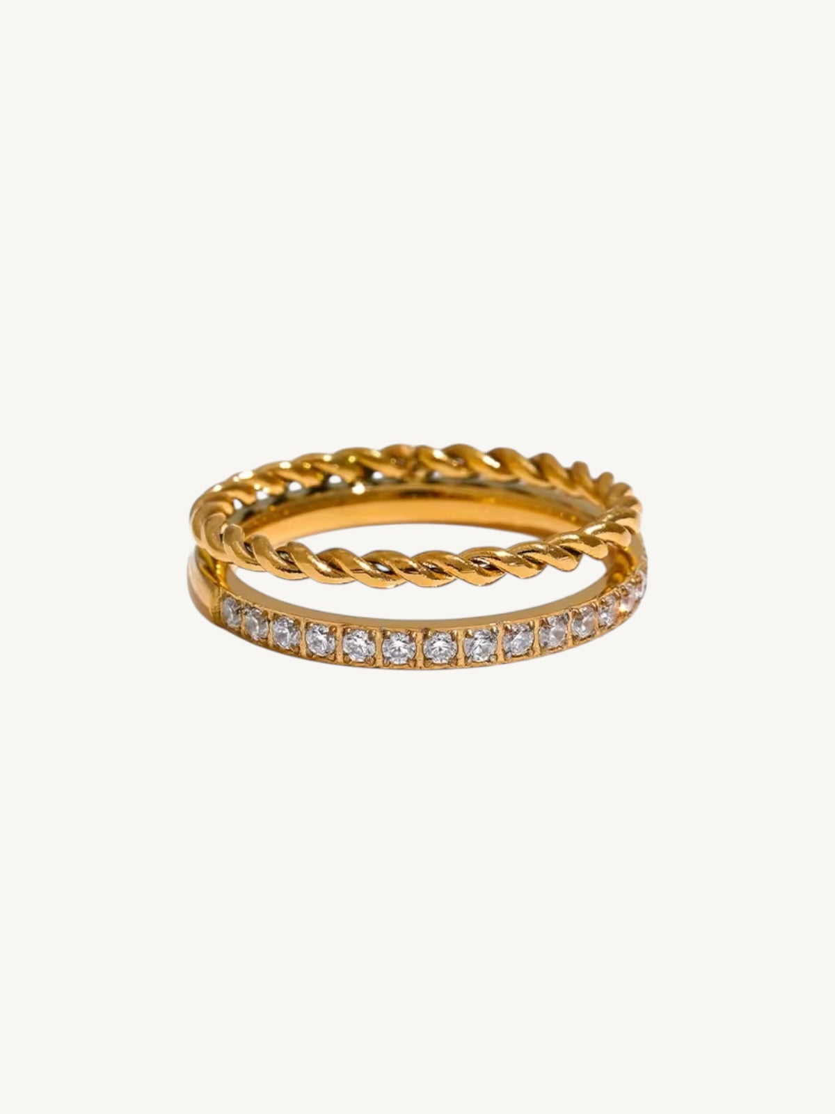 The Tresse — Twisted Rope & Pavé CZ Double Band Ring