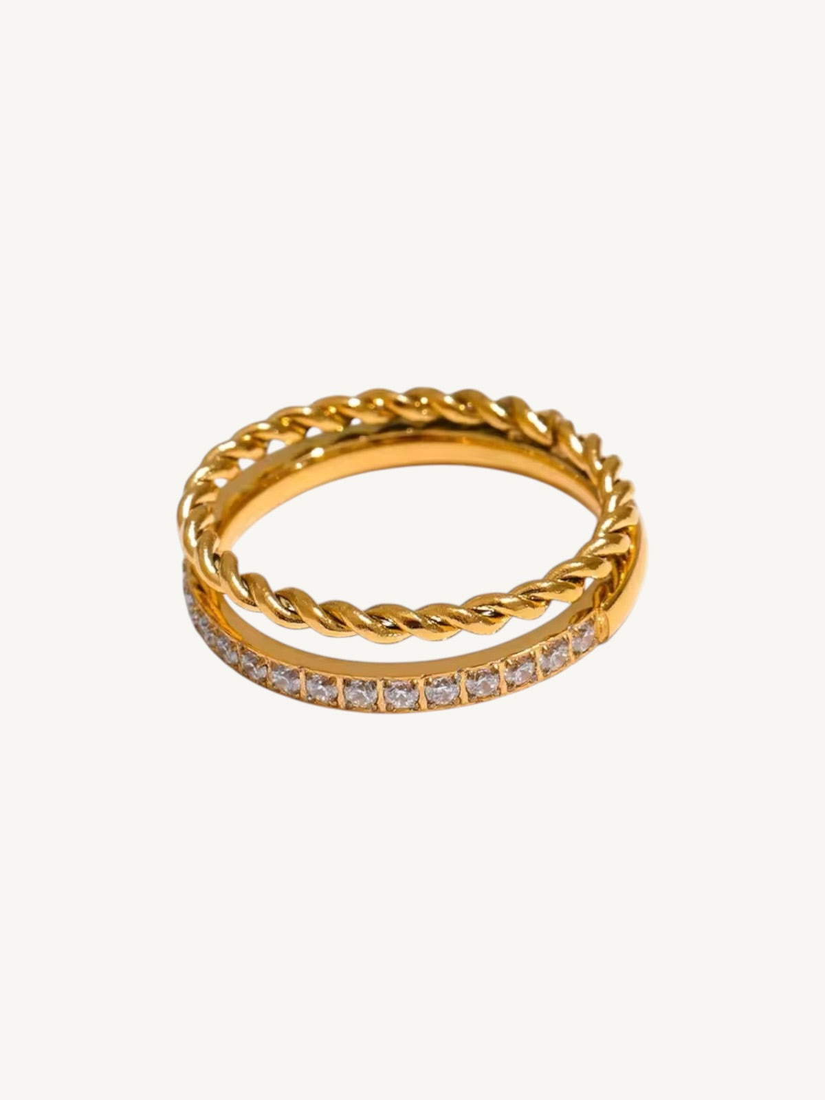 The Tresse — Twisted Rope & Pavé CZ Double Band Ring