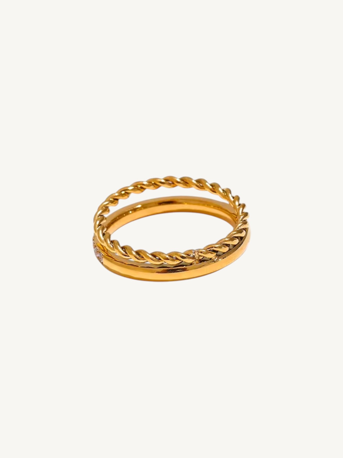 The Tresse — Twisted Rope & Pavé CZ Double Band Ring