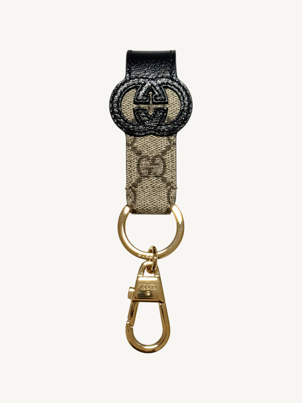 Gucci Interlocking G Key Ring Bag Charm — full boutique packaging with green Gucci box, dust pouch and care inserts | Shimmer & Shawls