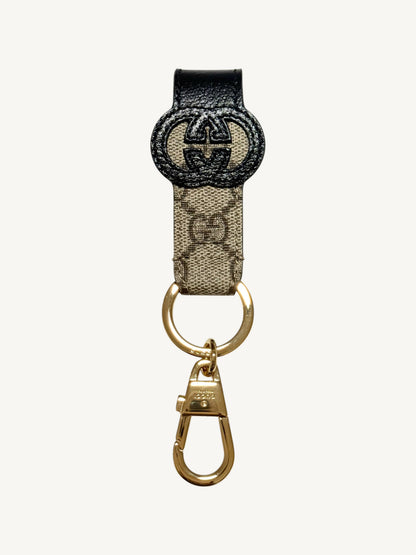 Gucci Interlocking G Key Ring Bag Charm — full boutique packaging with green Gucci box, dust pouch and care inserts | Shimmer & Shawls