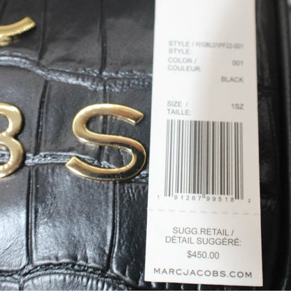 Marc Jacobs Flash Croc-Embossed Crossbody Bag Black Leather Gold Hardware